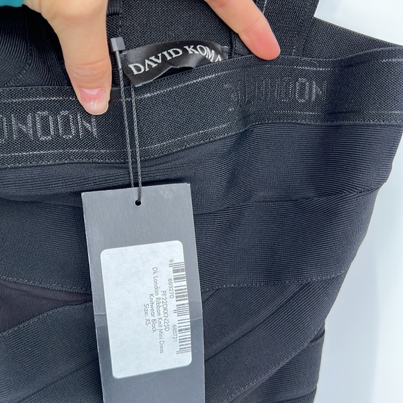 David Koma London Ribbon Mini Dress in Black - Picture 6 of 10